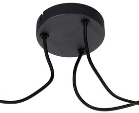 Candeeiro de suspensão preto 3 luzes incl. LED mix fumê regulável - Cava Luxe Moderno