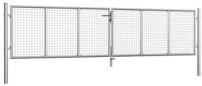 Portão de jardim em aço galvanizado 415x125 cm prateado