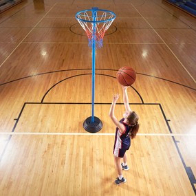Suporte de aro de basquetebol azul, com altura ajustável, base estável, sem tabela, para interior e exterior, 105-255 cm, azul,