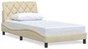 Estrutura de cama sem colchão 100x200 cm tecido cor creme