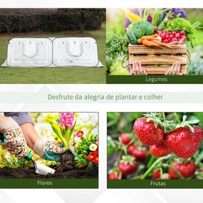 Estufa de jardim Pop-up com 4 portas portátil bolsa de transporte para plantas Flores Aço 240x120x75 cm Branco