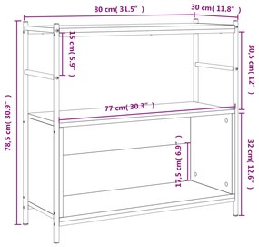 Estante 80x30x78,5 cm derivados de madeira e ferro preto