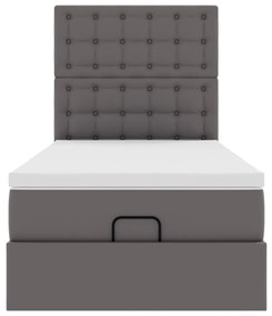 moldura de cama síriaXL otomana com colchão cinza 90x200cm couro falso