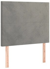 Cabeceira cama c/ luzes LED veludo 100x5x118/128cm cinza-claro