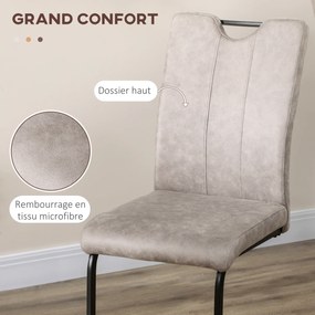 Conjunto de 4 Cadeiras de Sala de Jantar, 43 x 58,5 x 99,5 cm (MESA NÃO INCLUIDA), Revestimento em Microfibra, Castanho