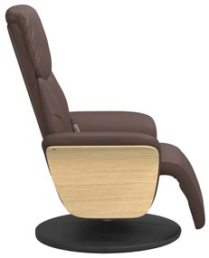 Poltrona massagens recl. c/ apoio pés couro artificial castanho