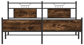 Estrutura de cama sem colchão 160x200 cm metal carvalho fumado