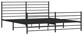 Estrutura de cama com cabeceira e pés 200x200 cm metal preto