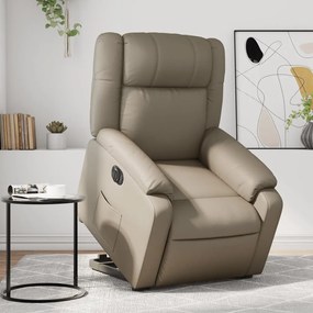vidaXL Poltrona reclinável elevatória elétrica couro artif. cappuccino