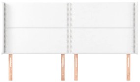Cabeceira cama c/ abas couro artificial 203x16x118/128cm branco