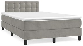 Cama box spring colchão LED 120x190 cm couro artif. cinza-claro