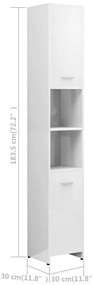3 pcs conj. móveis casa de banho contraplacado branco brilhante