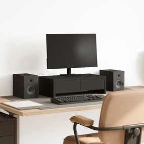 vidaXL Suporte para monitor com gavetas derivados de madeira preto