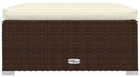 11 pcs conjunto lounge de jardim c/ almofadões vime PE castanho