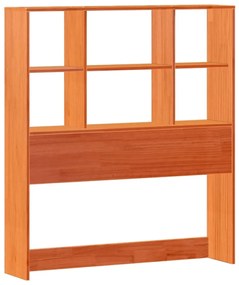 Cama com estante sem colchão 90x200cm pinho maciço castanho-mel