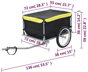 Reboque p/ bicicleta preto e amarelo 65 kg