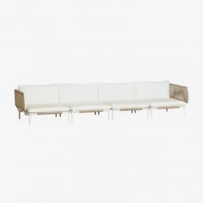 Conjunto De Jardim Com Sofá Modular De 4 Peças Com 2 Módulos De Canto Em Aço Roubly Beige De Amêndoa - Sklum