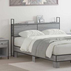 vidaXL Cabeceira de armazenamento com cabeceira Sonoma cinzento 140 cm