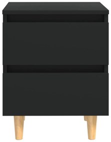 Mesas de cabeceira 2 pcs c/ pernas de pinho 40x35x50 cm preto
