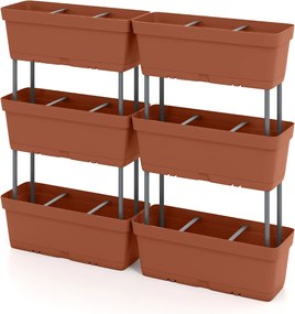 floreira de jardinagem, 6 peças, para vegetais, ervas aromáticas... castanho