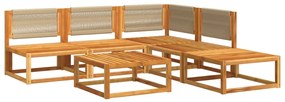 6 pcs conjunto de sofás de jardim com almofadões acácia maciça