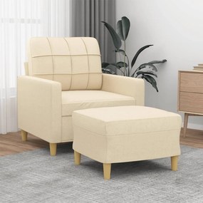 vidaXL Poltrona com apoio de pés 60 cm tecido cor creme