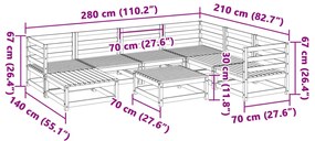 8 pcs conjunto sofás de jardim madeira de pinho castanho mel
