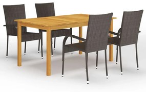 vidaXL 5 pcs conjunto de jantar para jardim castanho