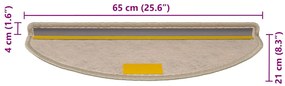 Tapetes escada adesivos aspeto sisal 30pcs 65x21x4 bege-escuro