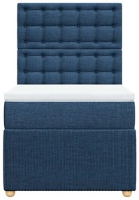 Cama com molas/colchão 90x190 cm tecido azul