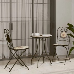 Cadeiras de bistrô dobráveis 2 pcs cerâmica terracotta e branco