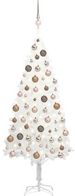 vidaXL Árvore Natal artificial pré-iluminada c/ bolas 180 cm branco