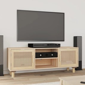 vidaXL Móvel de TV 105x30x40 cm pinho maciço/vime natural castanho