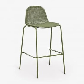 Pack De 4 Bancos Altos De Jardim Empilháveis Em Rattan Sintético Reiven ↑75 Cm & Verde Azeitona Intenso - Sklum