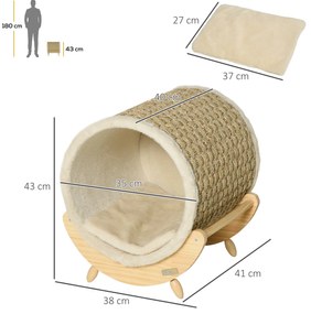 PawHut Cama Elevada para Gatos Caverna para Animais de Estimação Aparê