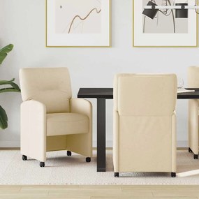 vidaXL Cadeiras de Jantar com Rodas 2 pcs Creme 57 x 67 x 95 cm tecido