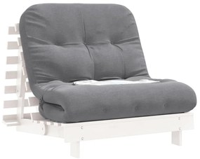 Sofá-cama futon com colchão 90x206x11 cm pinho maciço branco