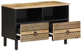 Móvel de TV 70x33,5x46 cm madeira mangueira áspera maciça preto