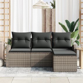 Conjunto de Sofá de Jardim VidaXL de 4 Peças com Almofadas Cinzas de R