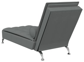 Chaise lounge de massagem com rolo tecido cinzento-escuro