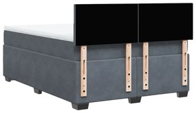 Cama com molas/colchão 140x200 cm veludo cinzento-escuro