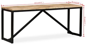 Banco em madeira de mangueira maciça 110x35x45 cm