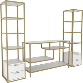Unidade de TV Robbins – Dourado e Branco – 198 cm x 39 cm x 160 cm