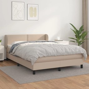 Cama com molas/colchão 140x190 cm couro artificial cappuccino