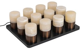 LED Conjunto de 12 Candeeiros de Mesa Bronze Escuro RGBW Recarregáveis Com Estação de Carregamento Incluída - Alessia Art Deco