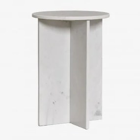 Pack De 2 Mesas De Cabeceira Ø35 Cm Em Mármore Mencia Mármore Branco Banswara - Sklum