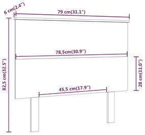 Cabeceira de cama 79x6x82,5 cm pinho maciço cinzento