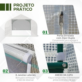 Outsunny Estufa Tipo Túnel de Jardim 600x300x200cm para Cultivo de Pla