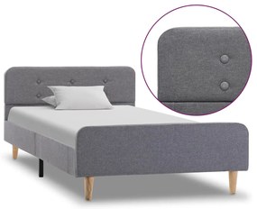 Estrutura de cama em tecido 100x200 cm cinzento-claro