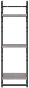 Estante 3 prateleiras c/ barras 2pcs 30x25x100 cm cinza sonoma